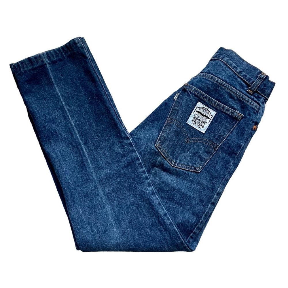 Vintage 1970s Levi’s White Tab Two Horse Pocket Patch Straight Leg Jeans